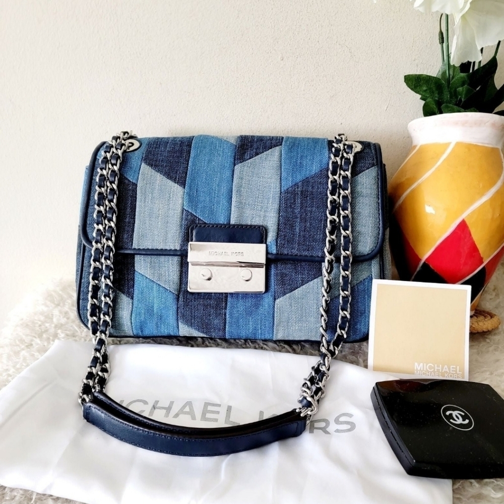 Rare Michael kors denim patchwork chain bag